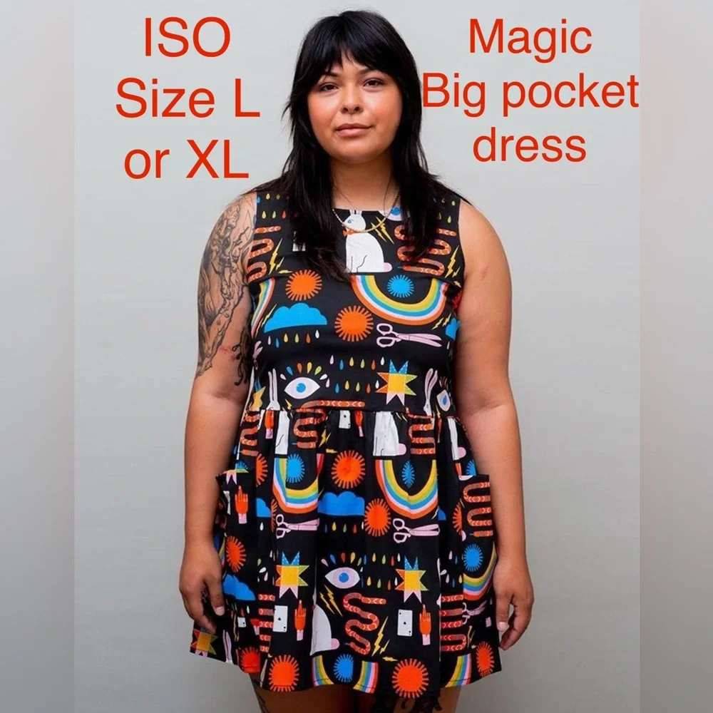 ISO In Search Of Nooworks Lisa Congdon Magic in Big Pockets Dress Size L or XL - Picture 1 of 2